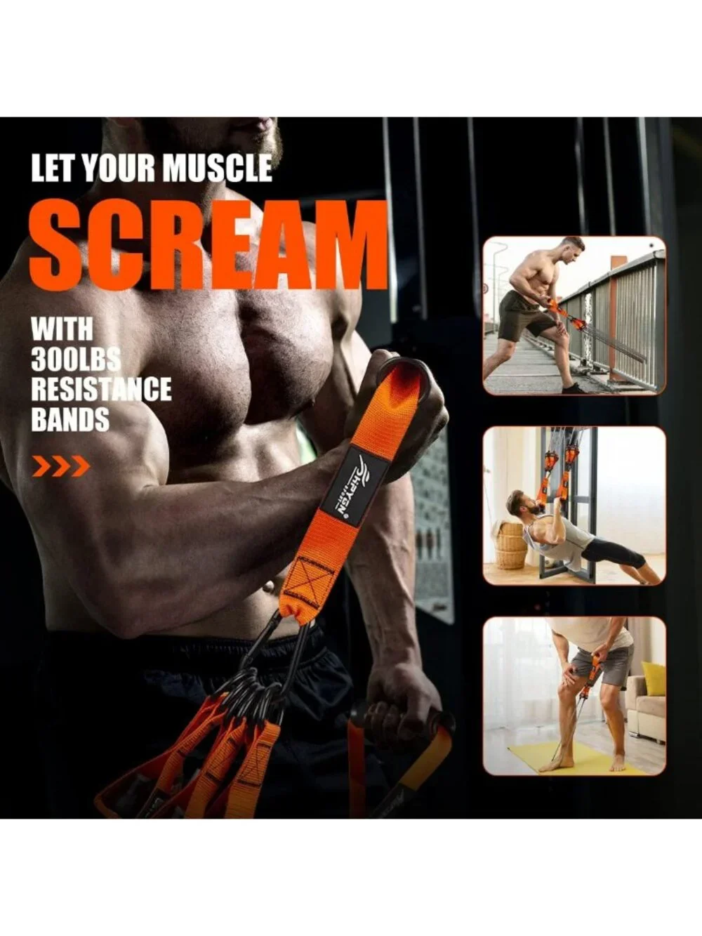 Heavy Resistance Bands Set 300LBS - Fitness Workout Bands with Handles for